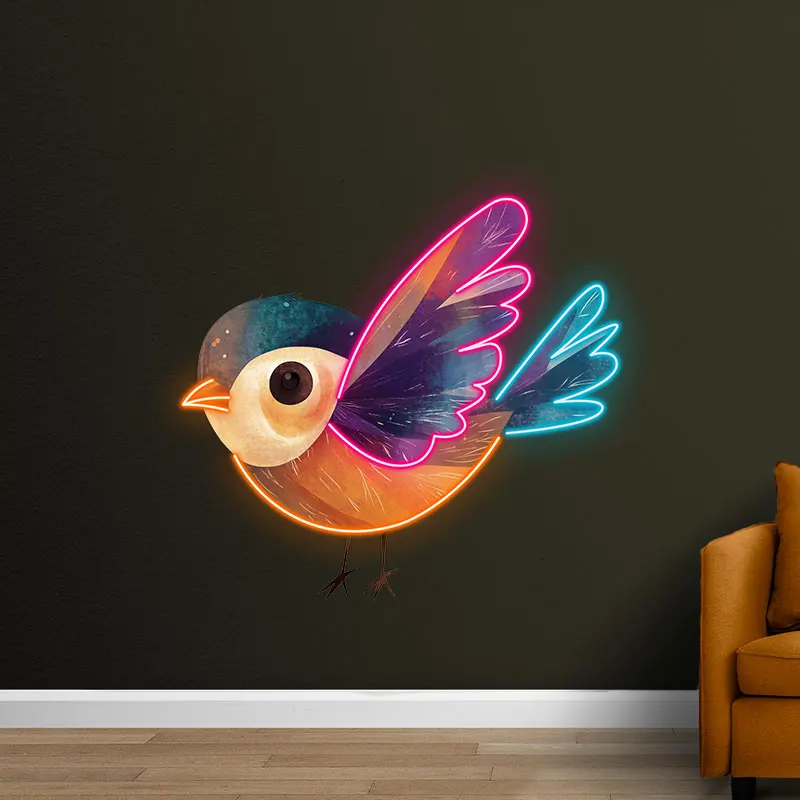 Colorful Bird Neon Light - LED Wall Art for Kids Rooms, Playrooms & Nature-Themed Decor. Cute and Vibrant Bird Design Led Light