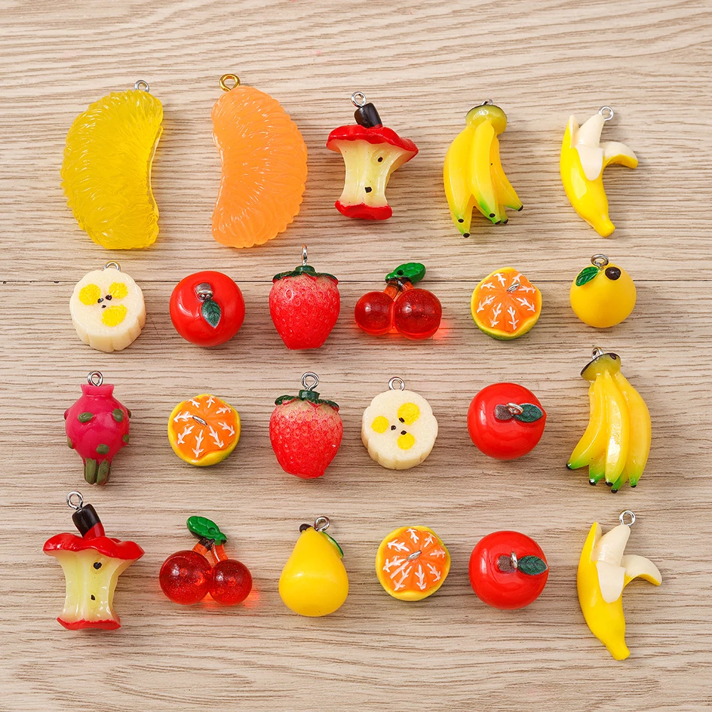 Tusember 10 قطع لطيف الفاكهة سحر التفاح الموز الكرز الذرة الفراولة المعلقات لصنع المجوهرات قلادة سوار أقراط DIY بها بنفسك #4