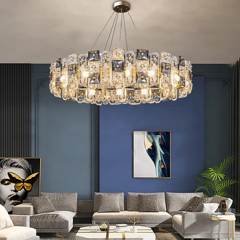 

Luxury Crystal Pendant Lights Modern Lustre Living Room Chandelier For Restaurant Ceiling Pendant Lamp Home Decor Light Fixtures