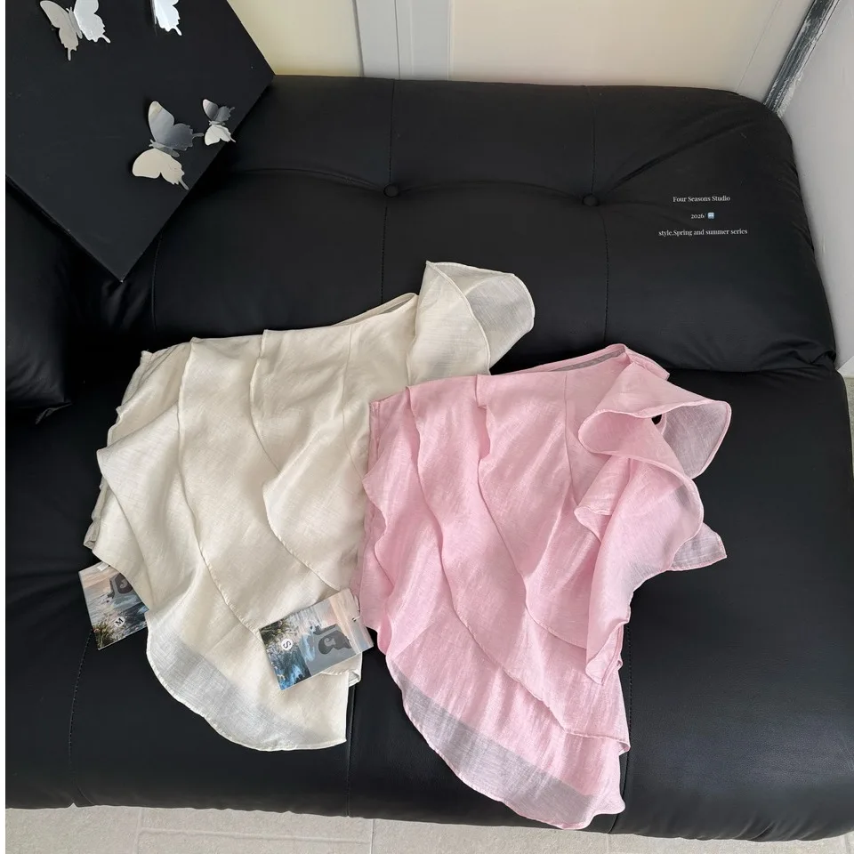 

Дизайнерский топ с асимметричной отделкой и рюшами на одно плечо, укороченный, без чашечек, для женщин, весна-лето