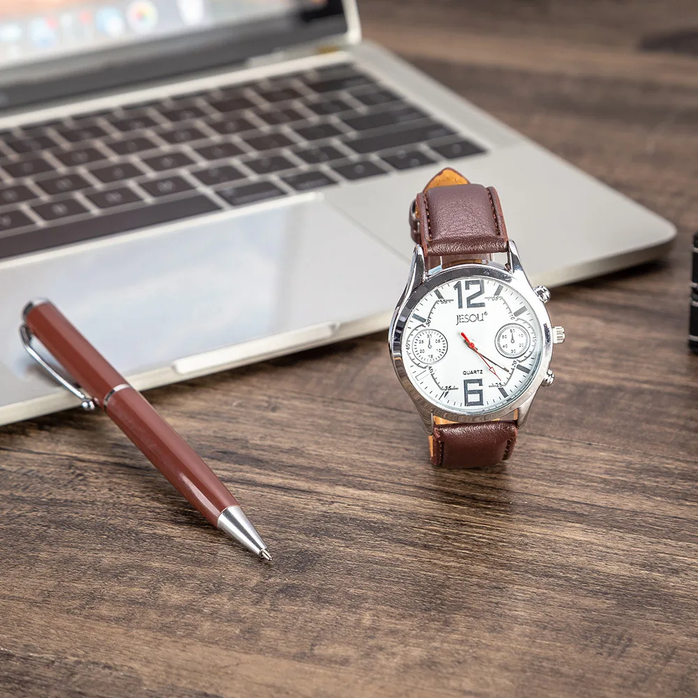 Conjunto de 2 piezas para hombre, reloj de pulsera de lujo con caja de regalo, bolígrafo, regalo para padre y marido, novedad