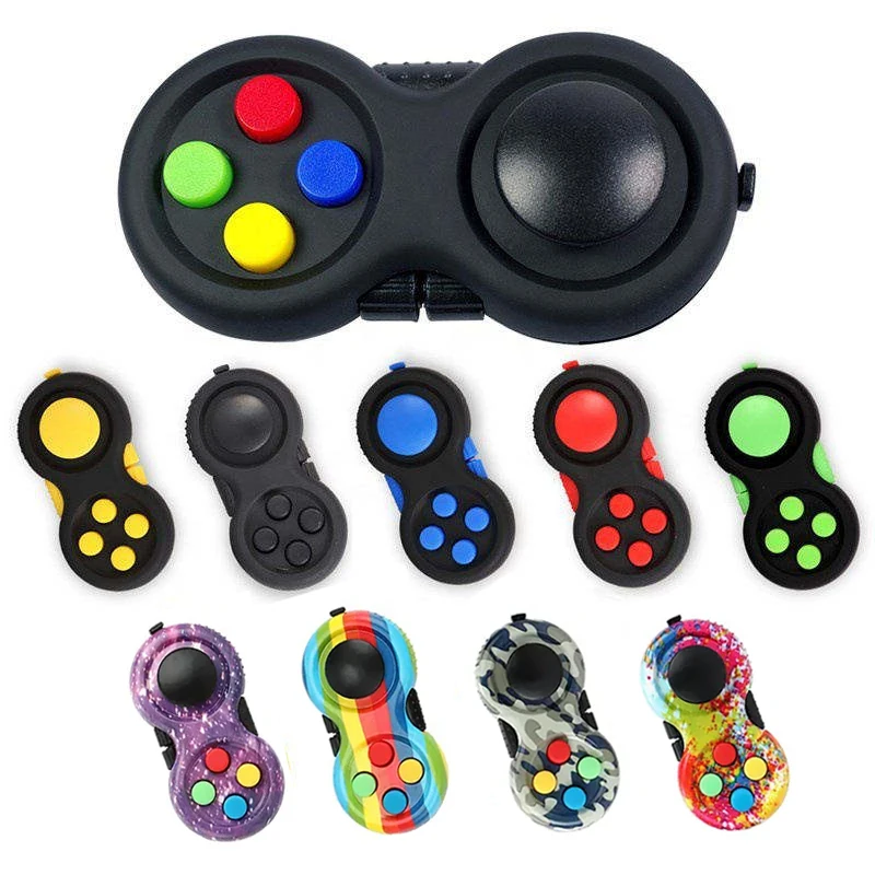 Press Button Fidget Handle Pad Toy Decompression Soothing Tools Multifunctional Anti-stress with Cord Toy for Adult Children