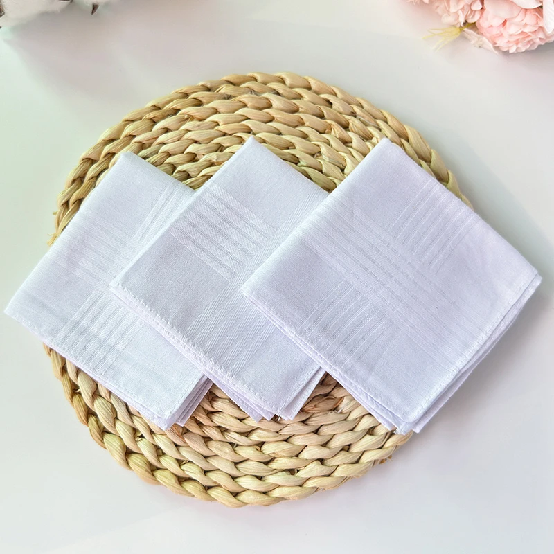Solid White Cotton Handkerchief 6/12Pcs Soft Breathable Gentleman Hanky For Daily DIY Craft