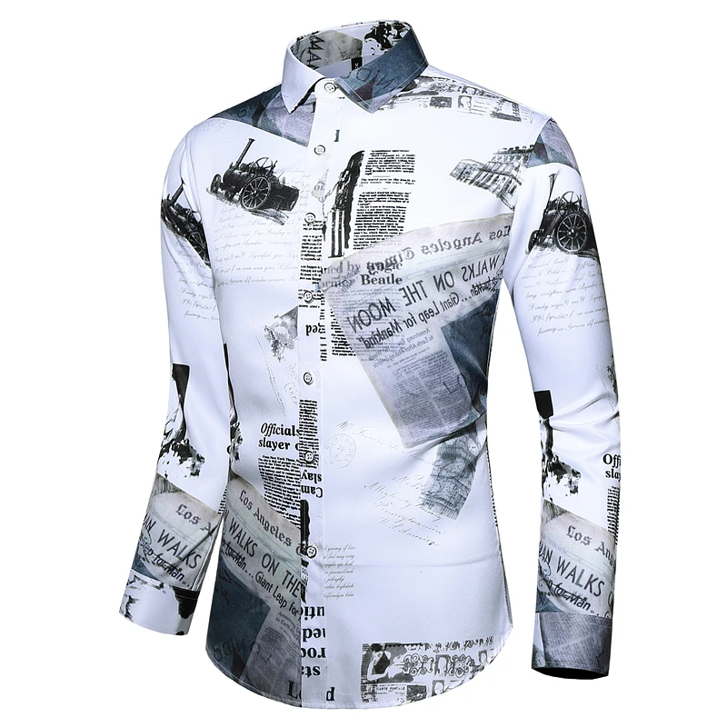 

Новая летняя мужская рубашка с 3D принтом, черно-белая модная мужская рубашка для выпускного вечера, повседневные топы с лацканами High Street