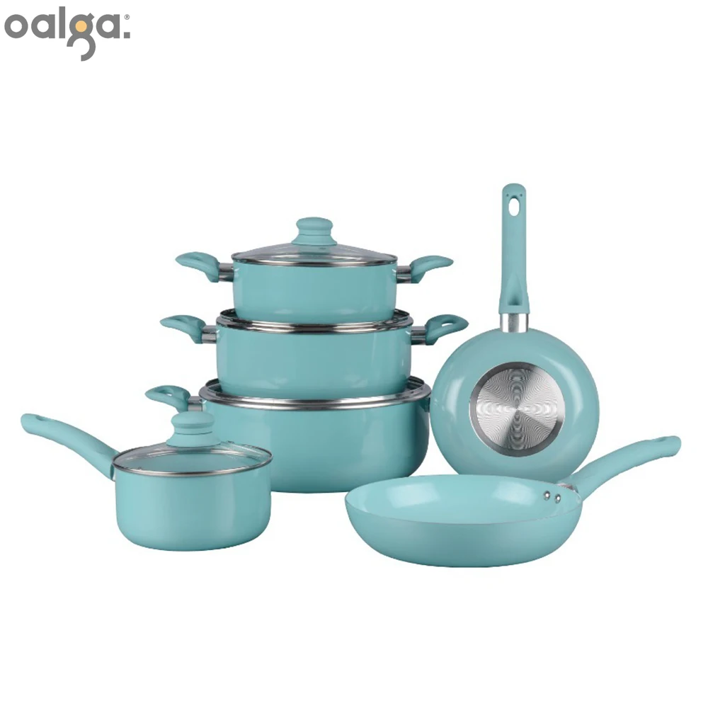 10-Piece Pot Set Smoke-Free Non-Stick Flat Pots Sets Popular Kitchen Set Cookware Cooking Pots Set  Non Stick Cooking Pot Sets