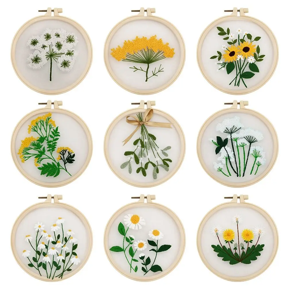 DIY Flower Embroidery Kit Dandelion Sunflower Painting Handicrafts DIY Material Kits Beginner Embroidery Kit Needle Art Material