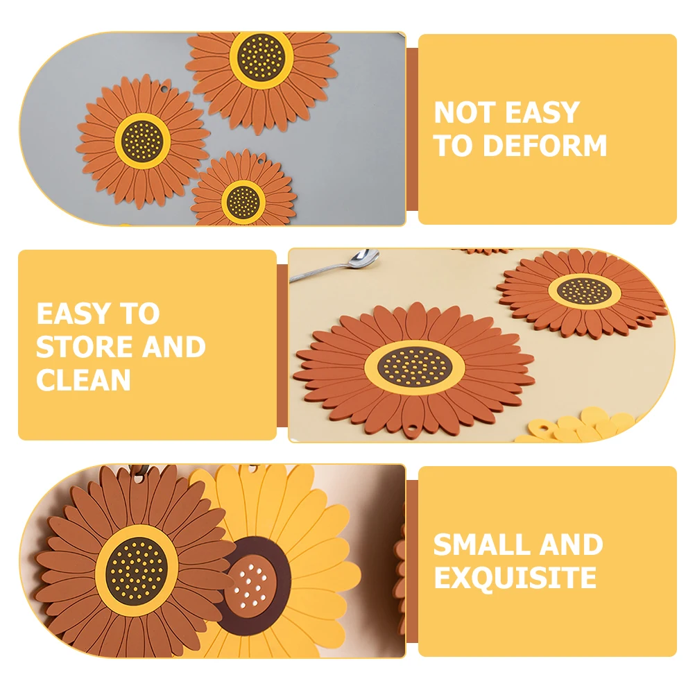 

3Pcs Pot Mat PVC Coaster Heat Resistant Round Flower Placemat Anti Scalding Table Protection Kitchen Decor Trivet Mats Cup