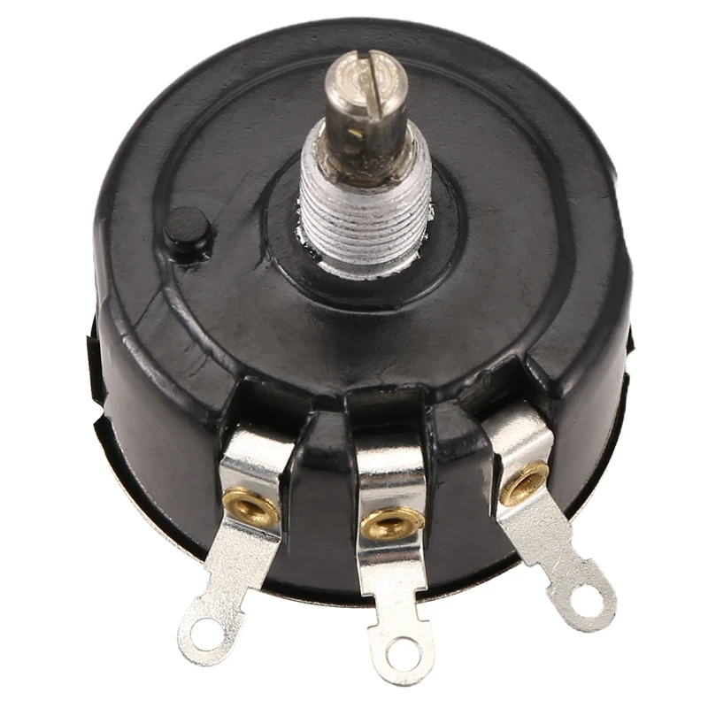 WX050 10K Ohm 5W 6Mm Round Shaft Rotary Wire Wound Potentiometer Black+Silver