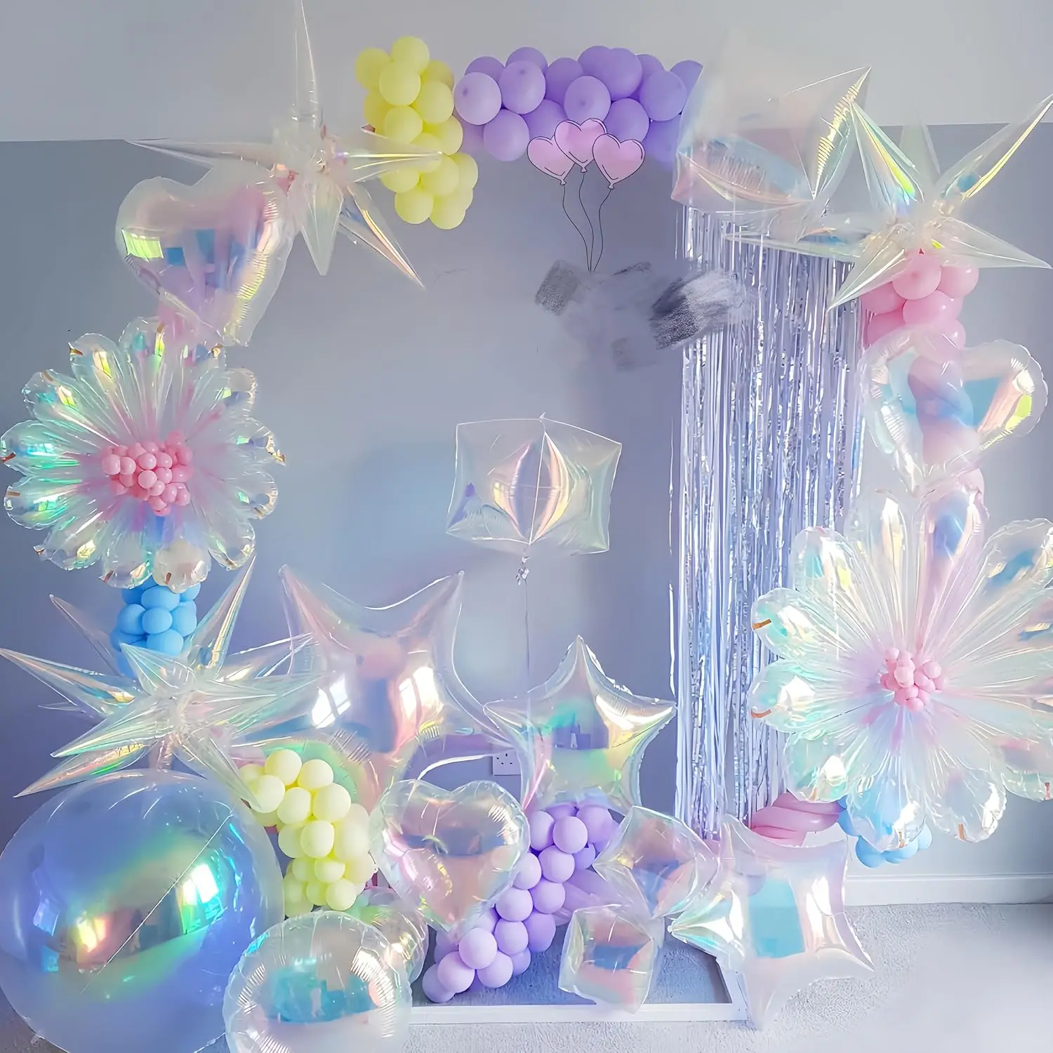 5/2/1Pcs Schillernde 4D Runde Folienballons Riesige Holographische 4D Folienballons Helium Luft Globos Meerjungfrau Geburtstag Hochzeit Dekor – Detail 23