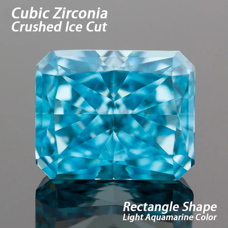 Cubic Zirconia Crushed Ice Cut Rectangle Shape Light Aquamarine Color Charms Stones Used for Jewelry Making Inlay Main Materials