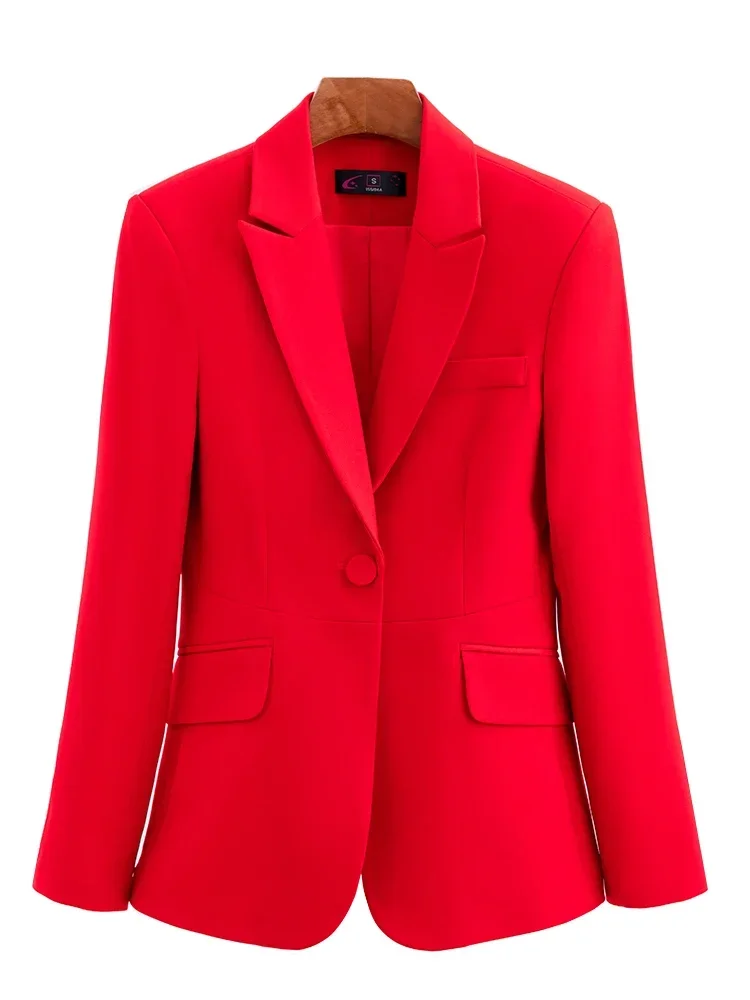 Nueva llegada, chaqueta negra y roja para mujer, chaqueta de Ropa de Trabajo de negocios para mujer, abrigo Formal de otoño de un solo botón de manga larga para mujer