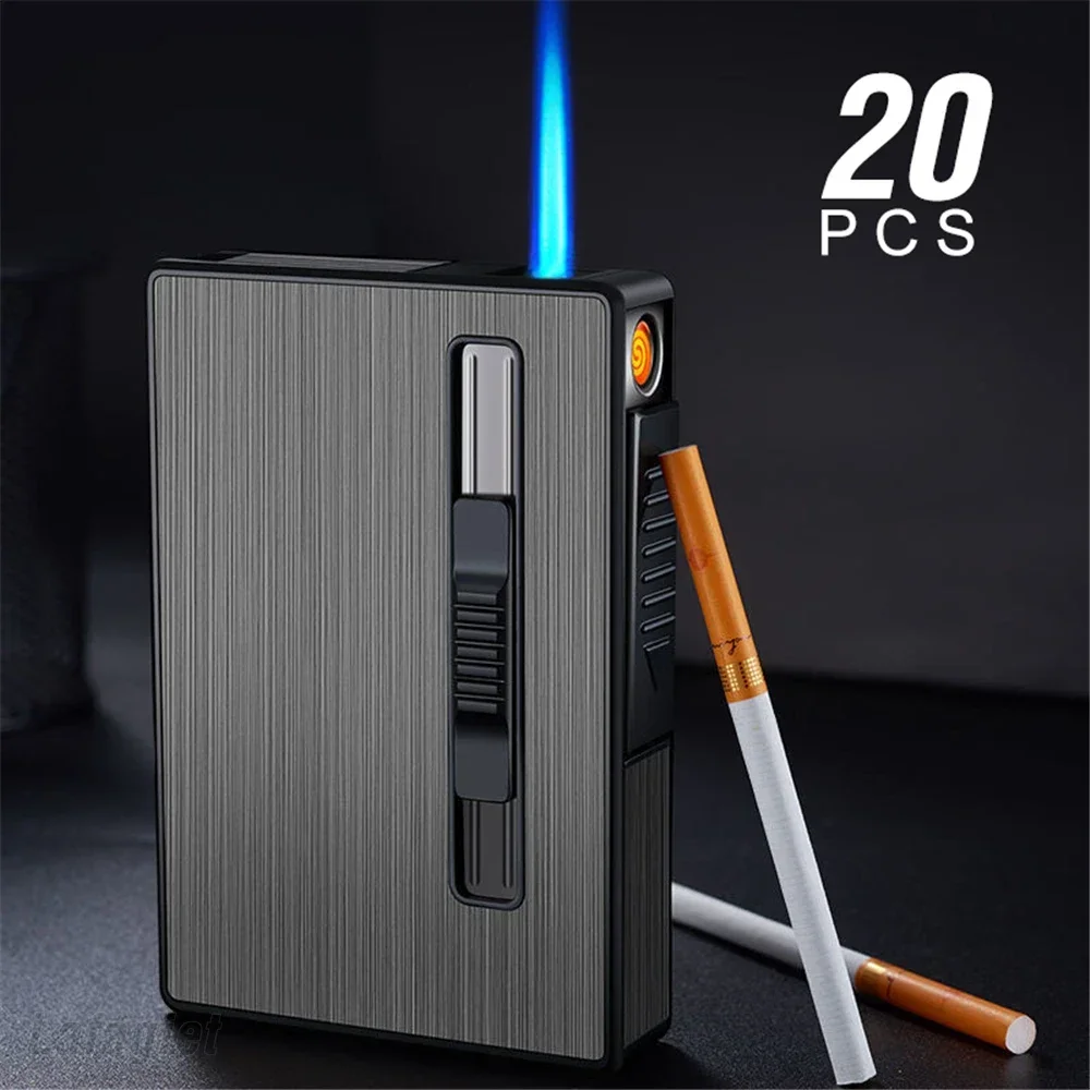 Gas Electric Lighter Lady\'s Long Cigarette Case Inflatable Rechargeable Coil USB Lighter Waterproof Cigarette Holder Storage Box