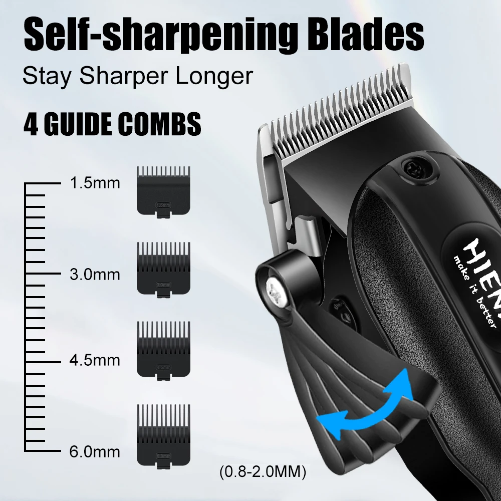 Hiena HYN-222 Electric Hair Clipper UBS Rechargeable Cordless Beard Trimmer Men Powerful Electric Hair Clipper Trimming Tool
