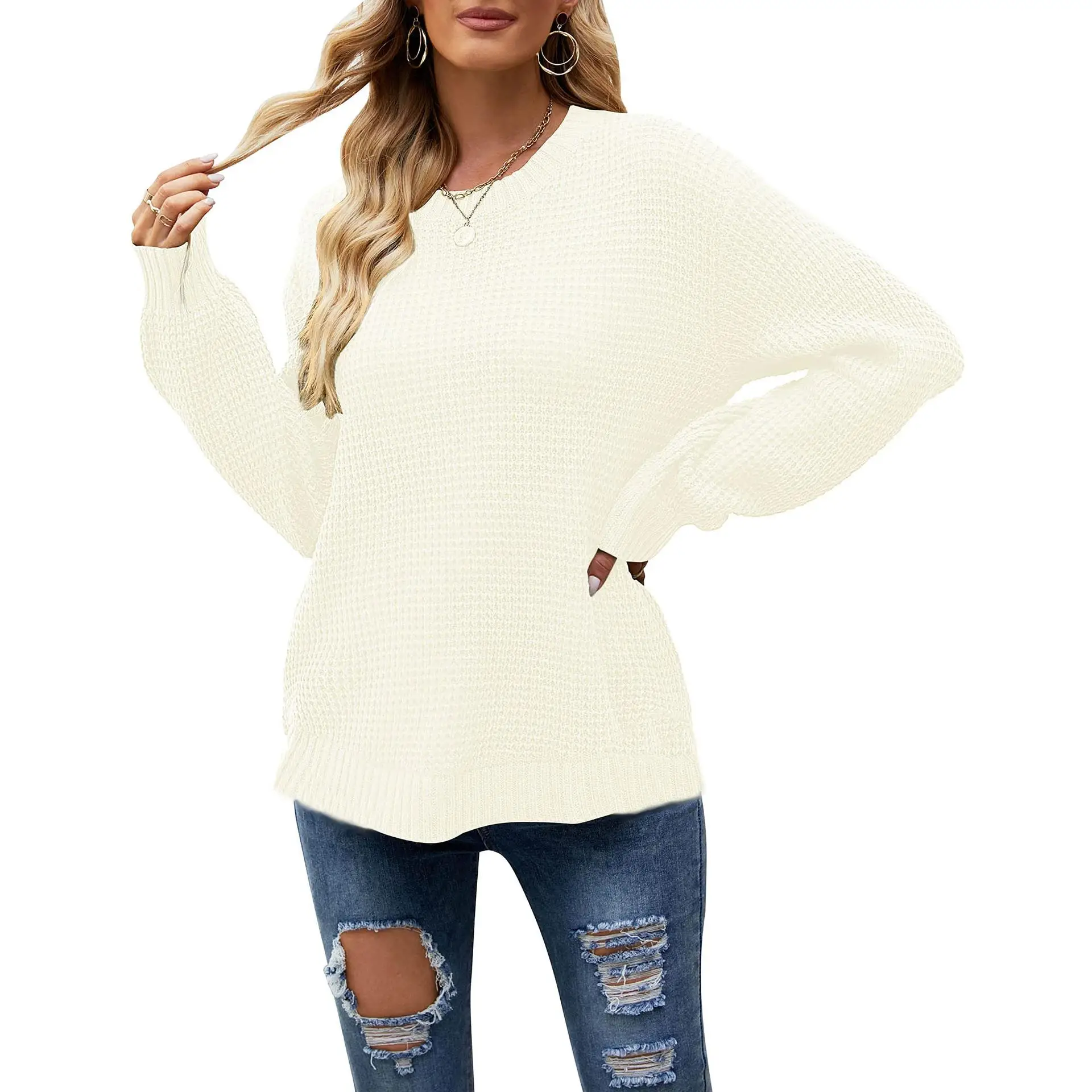 

Women's Long Sve Pullover Knitted Sweater Comfortable Commute Sle Polyester Fiber Single Piece Autumn Season Faion
