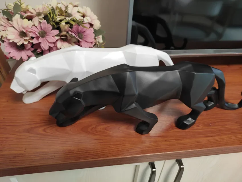 Wohnkultur Panther Statue Tier Figur Abstrakte Geometrische Stil Harz Leopard Skulptur Home Office Desktop Dekoration Handwerk – Detail 6