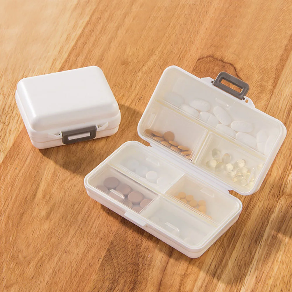 

2Pcs Portable Medicine Organizer Case Plastic Pills Box 7 Compartments Mini Storage Container Daily Travel Use