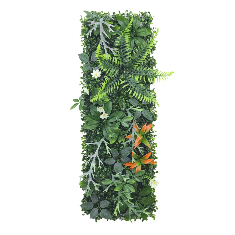 DIY Artificial Plant Wall Panel 75x25cm Flower Simulation Maple Plant Sheet UV Protection No Watering Fake Green Grass Mat
