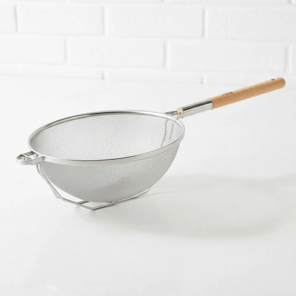 

14-дюймовое профессиональное кухонное сито, конструкция с двойной сеткой для эффективного слива пищевых продуктов, идеально подходит для повара и домашнего приготовления