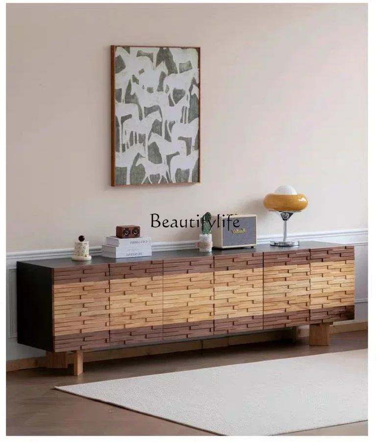

Nordic all-solid wood TV cabinet, North American black walnut storage, wabi-sabi