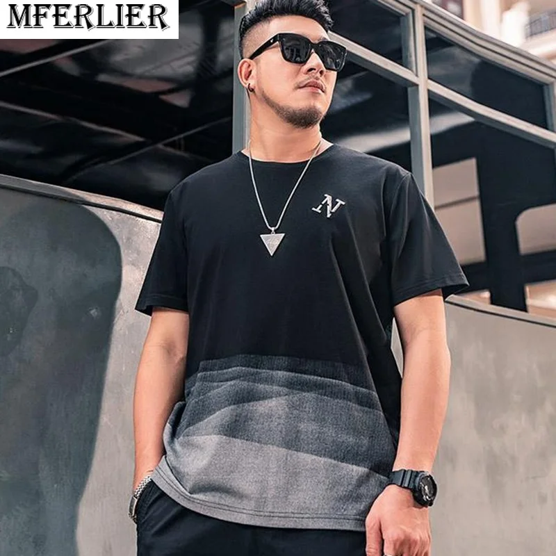 

summer men patchwork tshirt short sleeve plus size 8XL mferlier chic fashion tees tops hipster loose tshirt