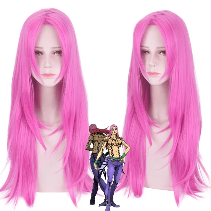 

Anime BOSS Diavolo Diaboro Cosplay Wig Golden Wind Wig Long Straight Rose Red Synthetic Hair Wigs
