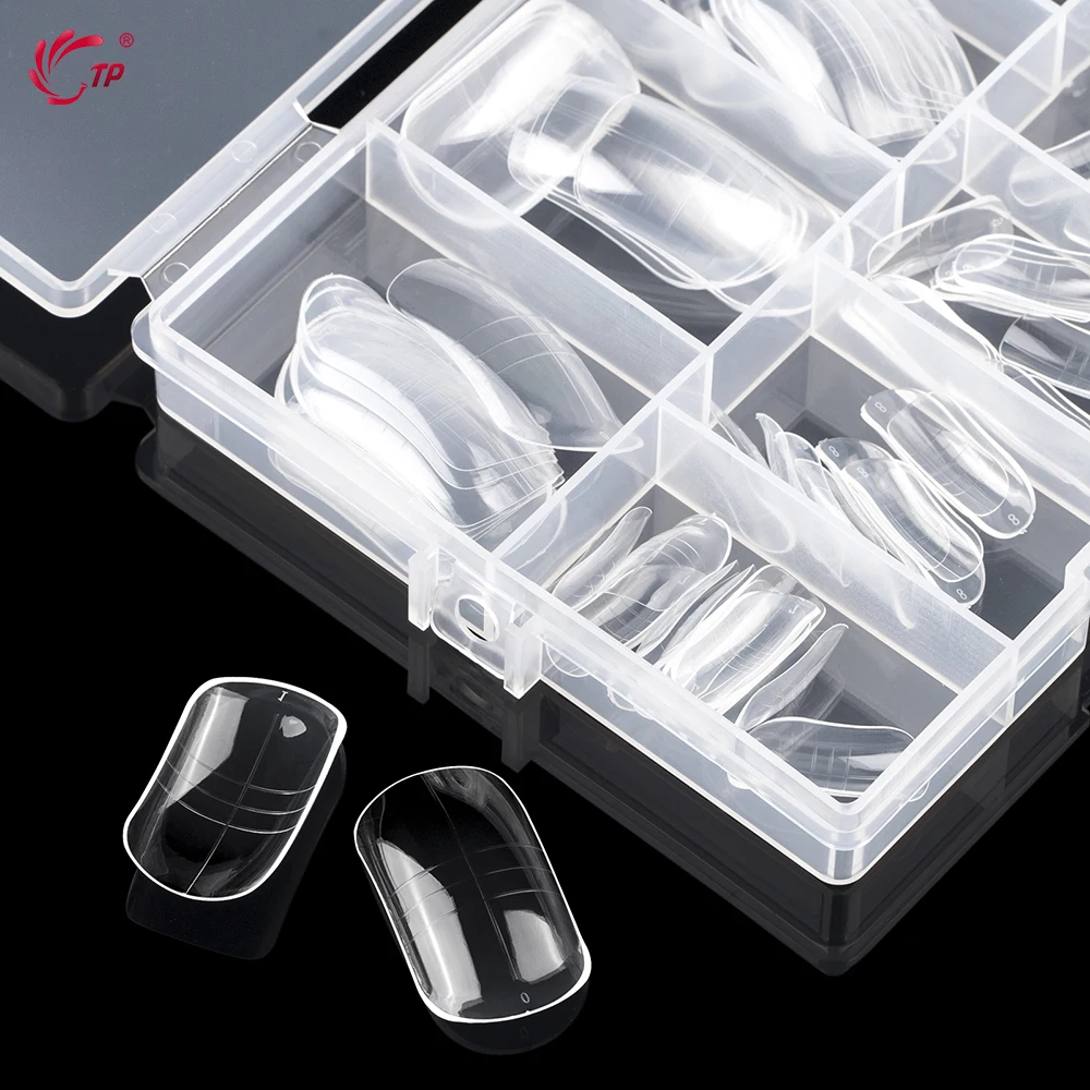 TP 150 Stück Zehen-Doppelnagelformen für Poly-Verlängerungsgel, Zehennagel, Doppelformen, wiederverwendbare Vollabdeckungsformen, Acryl-Topformen, 15 Größen