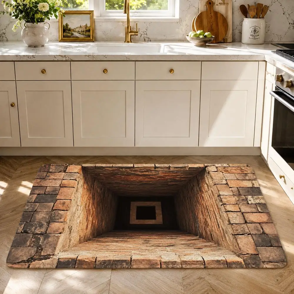 Ancient Brick Tunnel View Floor Mat Flannel Rug Soft Non Slip Washable Door Mat For Bathroom Bedroom Kitchen Home Decor