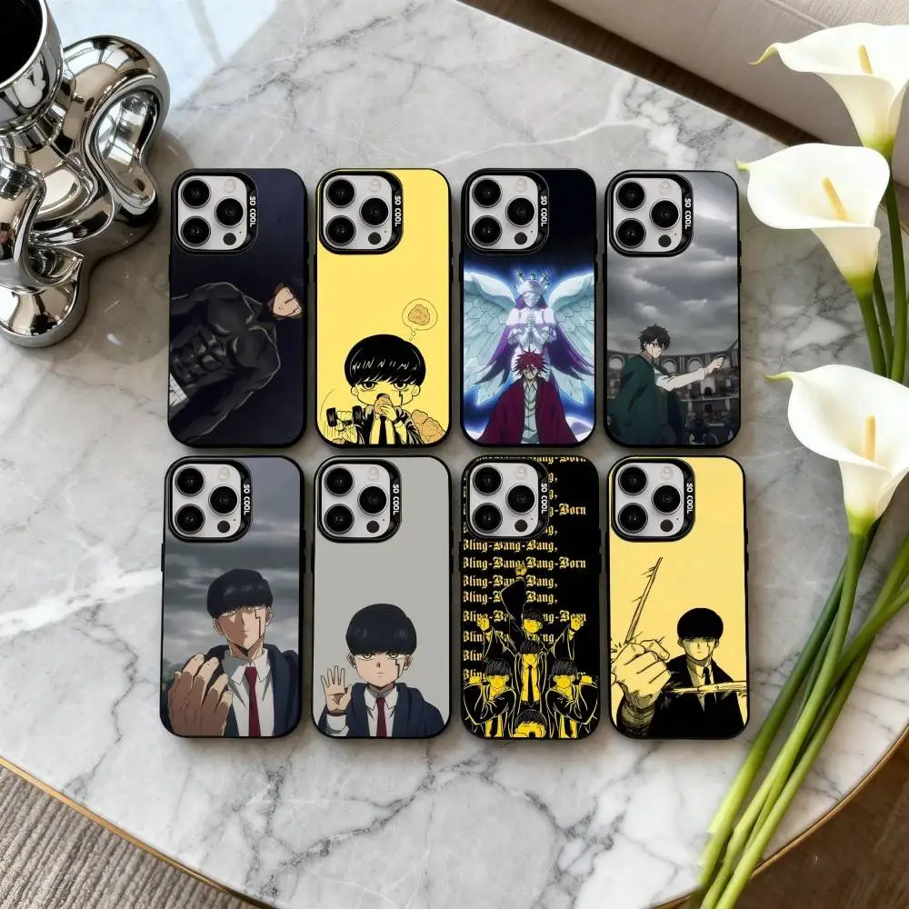 

Manga Mashle M-Magic and M-Muscles Phone Case For iPhone17,16,15,14,13,12,11 Plus,Pro Max Black Candy Silver Plated Cover