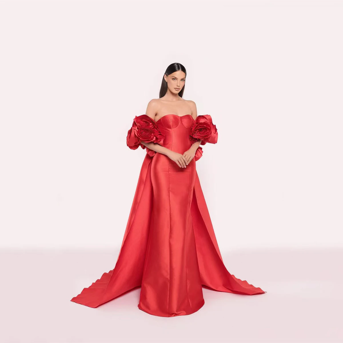 2피스 이브닝 드레스와 망토 여성 재킷 플로럴 스위트하트 프롬 가운 머메이드 코르셋 웨딩 드레스 여성 세트