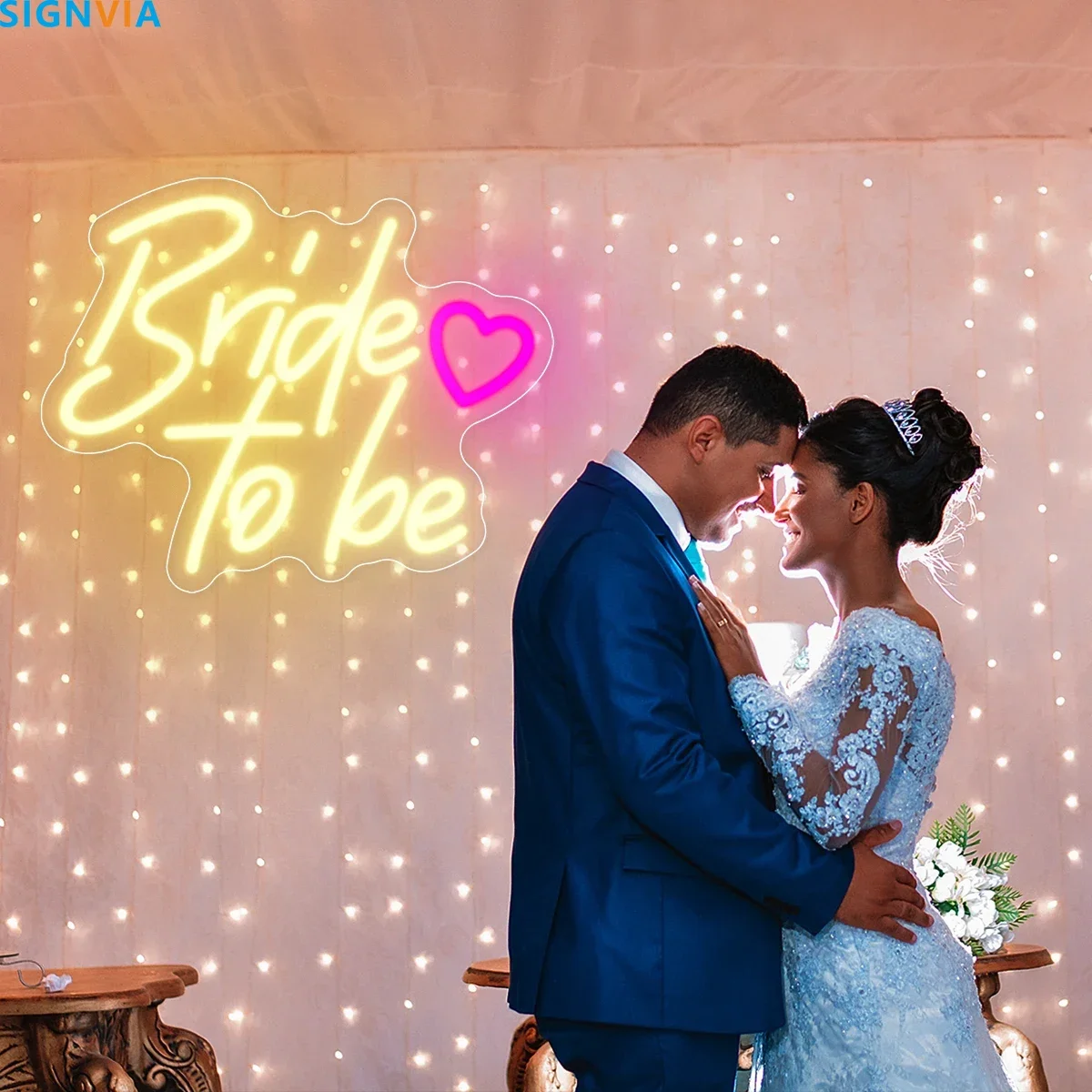 

Bride To Be Neon LED USB Light Sign Love Heart Name Initials Message Board for Wedding Engagement Party Decoration And Proposals