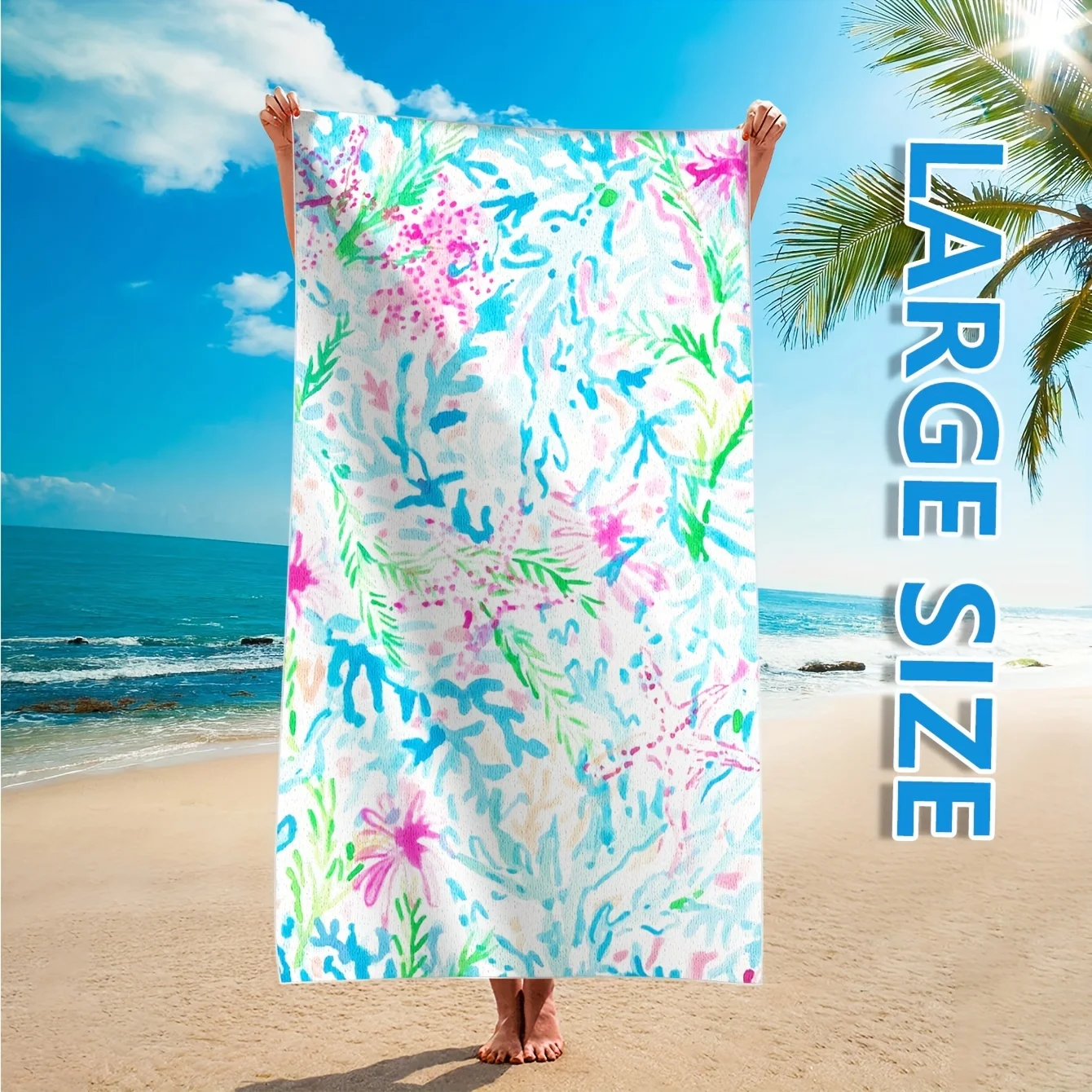 

1pc Beach Towels, Ultra-Absorbent And Quick-Drying Microfiber Blanket Ideal for Travel to The Pool Or Beach Without Sand