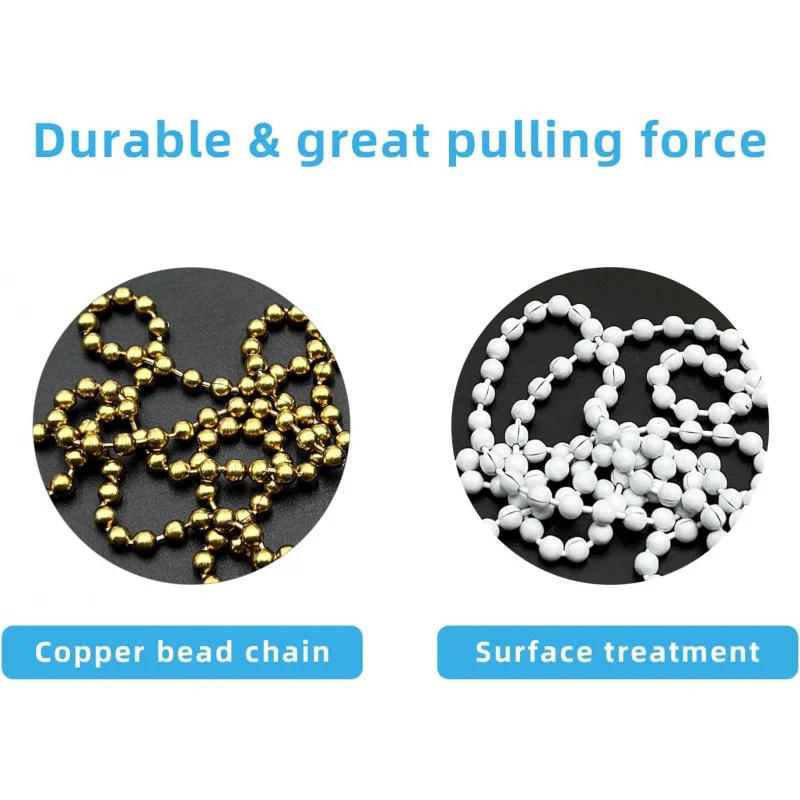Ceiling Fan Pull Chain Extender, 12Feet 3mm Diameter Beaded Ball Light Extension with 10 Matching Connectors(