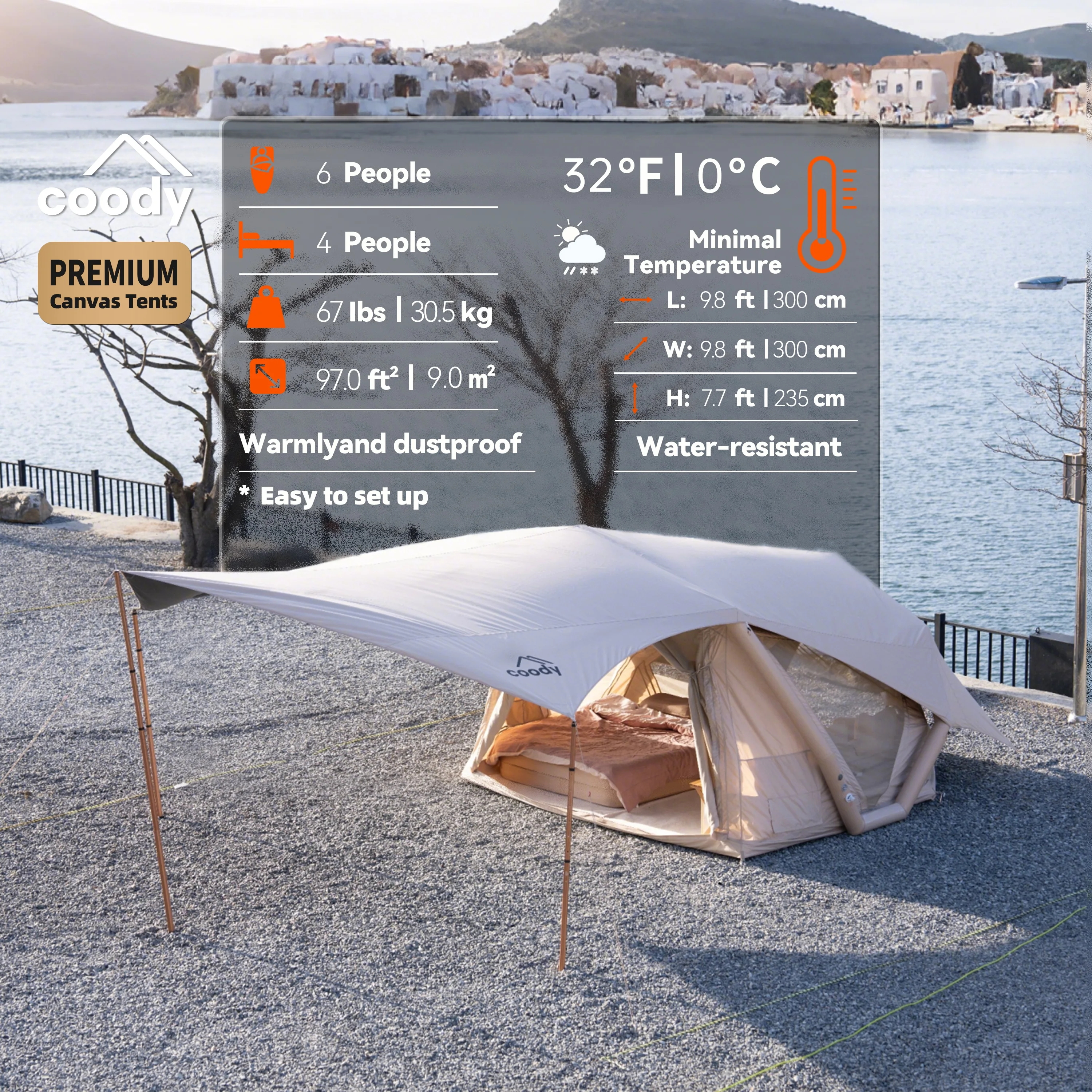 Coody Havena Air Tent-Beige Outdoor Party 4 Season Wholesale Camping Tent Portable Family Inflatable Tent
