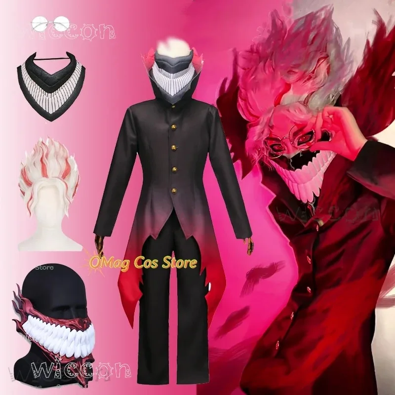 

Ken Takakura Ken Okarun Dandadan Cosplay Costume Turbo Granny Mode High Necked Trench Coat Red Outfit Halloween Party Black Suit