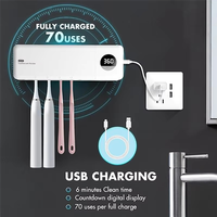 【Clearance Sale】UVC Wall-Mounted Toothbrush Sterilizer Toothbrush Holder Toothbrush Holder With 4 Toothbrush Slots And Timer