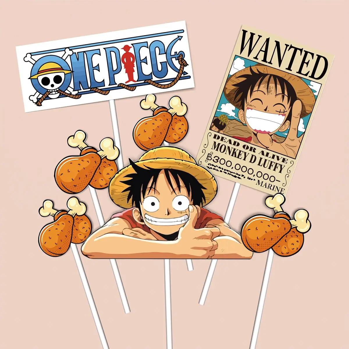 

Cake decoration toppers Pirate Ship One Piece Luffy cartoon themed cake accessories, creative toppers with flags and signs