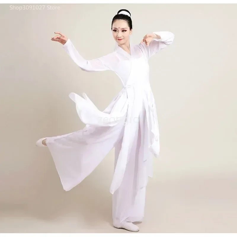 Robe de danse en gaze de rime corporelle de style chinois pour robe de yoga de danse classique pour femmes adultes robe d'anniversaire pour les femmes