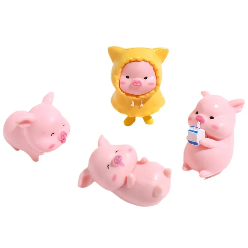 1pcs น่ารักการ์ตูนหมูสีชมพูตุ๊กตา Miniaturas เครื่องประดับเรซิ่น Piggy รูปปั้นของเล่น FairyGarden MINI Miniatures CRAFT ของเล่น