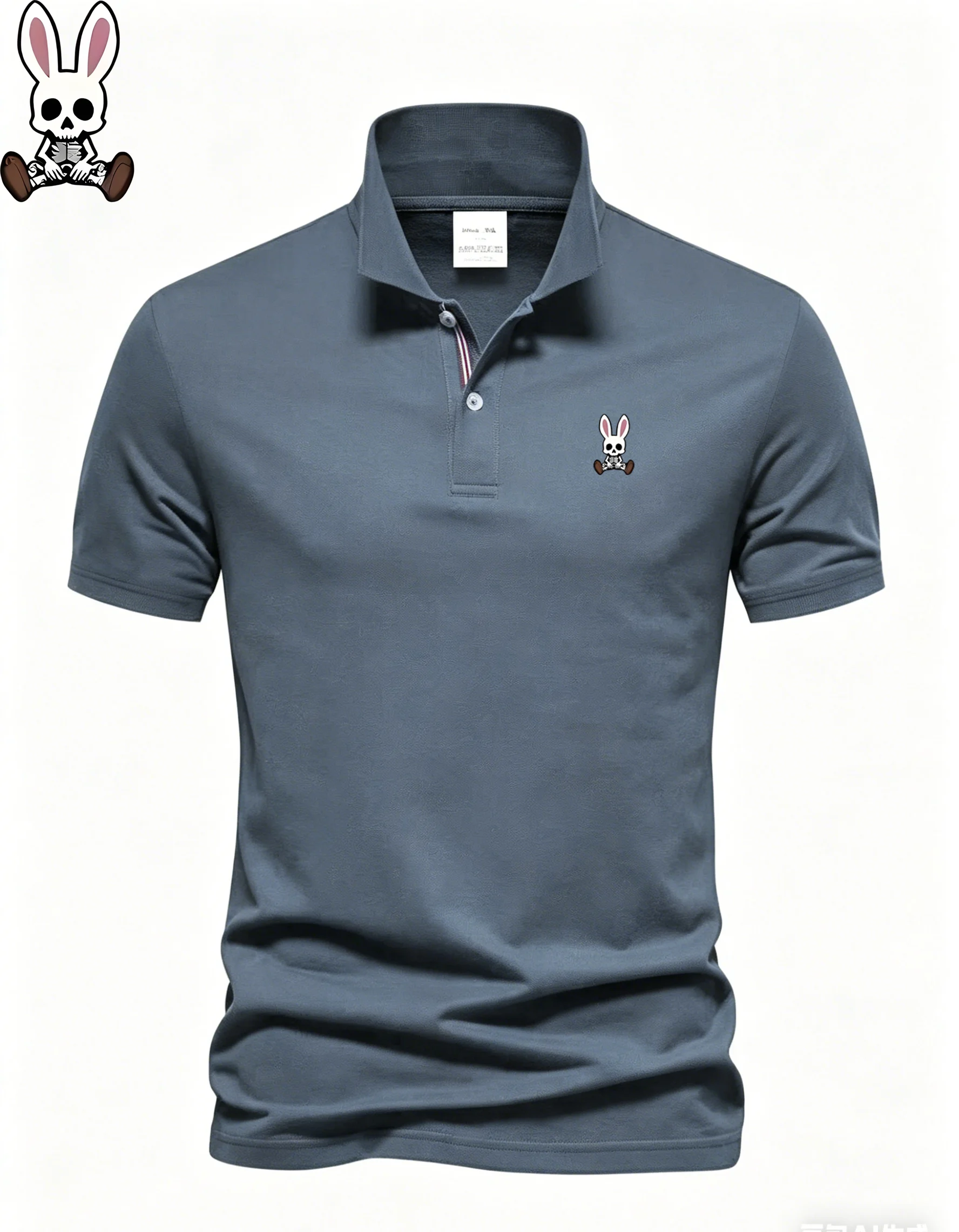 Men's Quick-Dry Polo Shirt Skull Rabbit Head Logo Print Breathable Comfortable for Sports Casual Business Golf Sweat-Resistant