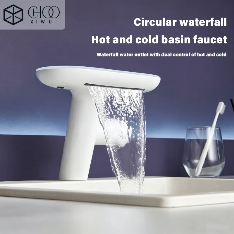 Minimalist waterfall style creative faucet, bathroom art, hot and cold single hole basin, washbasin, wash basin, faucet