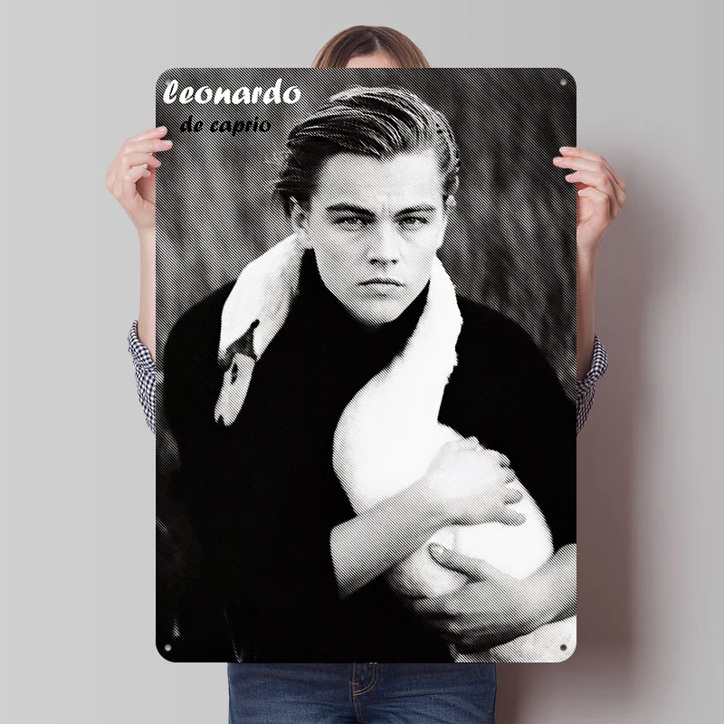Leonardo Dicaprio Actor Poster Customized Vintage Metal Signs Wall Art Retro Tin Plaque for Interior Decoration Living Room Home