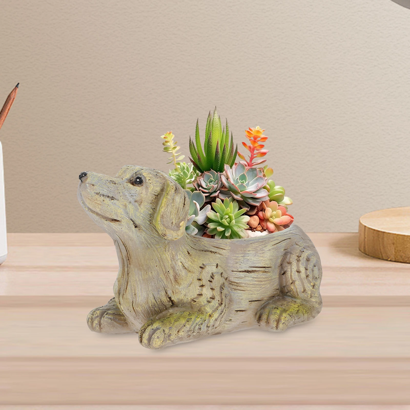 

Creative Dog Shaped Succulent Planter Resin Animal Flowerpot For Desktop Balcony Garden Decoration Waterproof Pet Flower