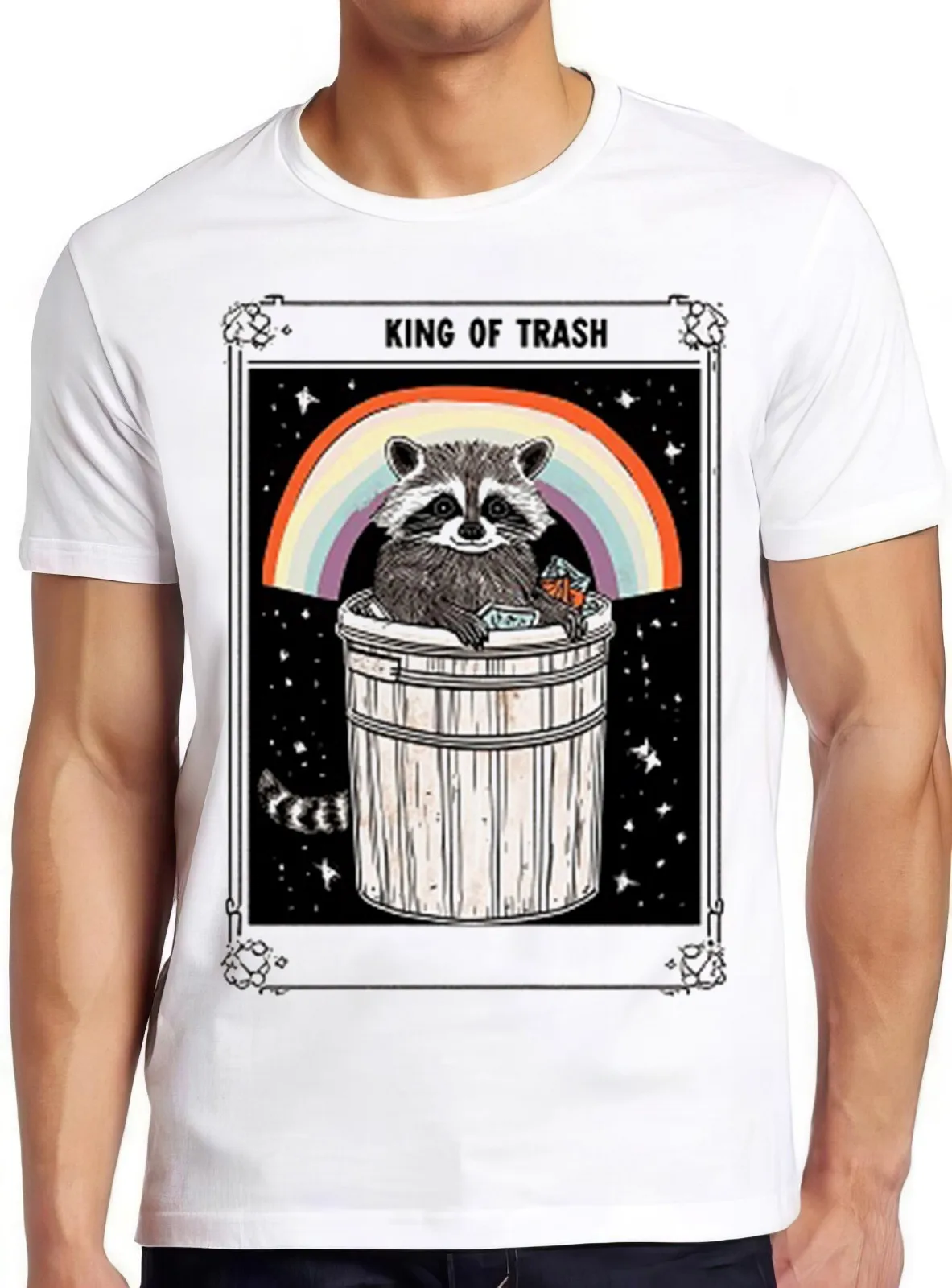 King Of Trash Raccoon Tarot Card Meme Gamer Cool Funny Gift Tee T Shirt 2275
