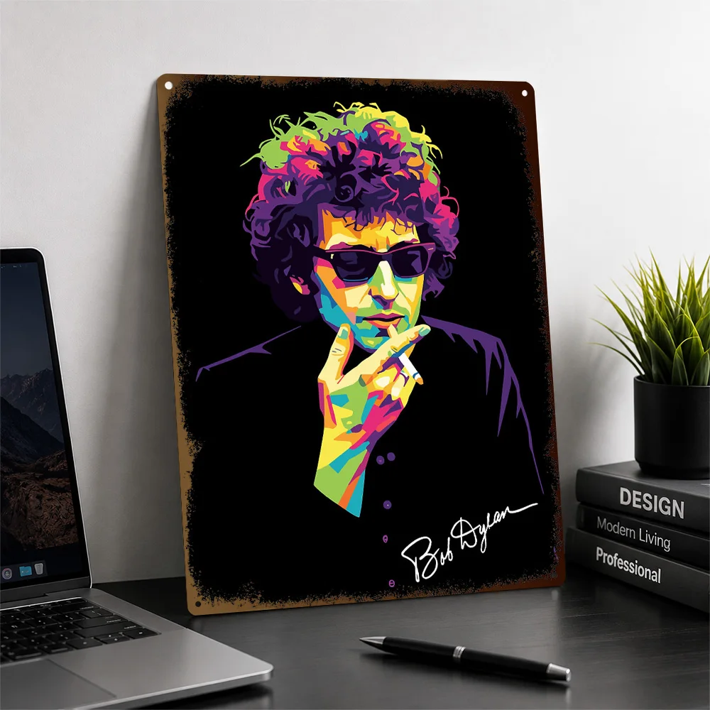 Bob Dylan Printed Poster Customized Aluminum Metal Sign Alternative Icon Wall Art Created For Music Rooms Or Guitar Collectors