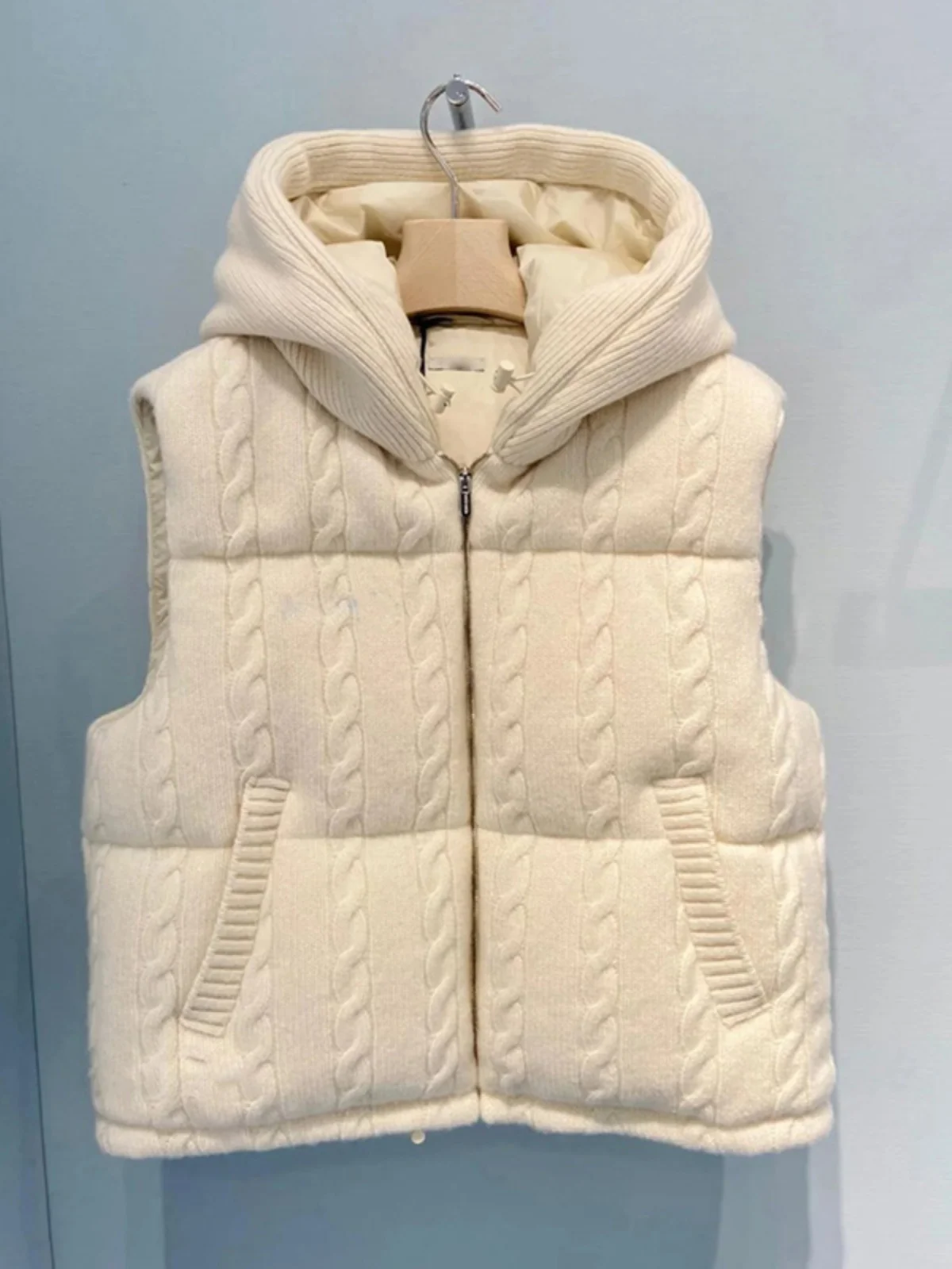 여성용 후드 다운 재킷, 독특한 디자인, 출퇴근용, 순색, 지퍼 클로저, 다운 재킷