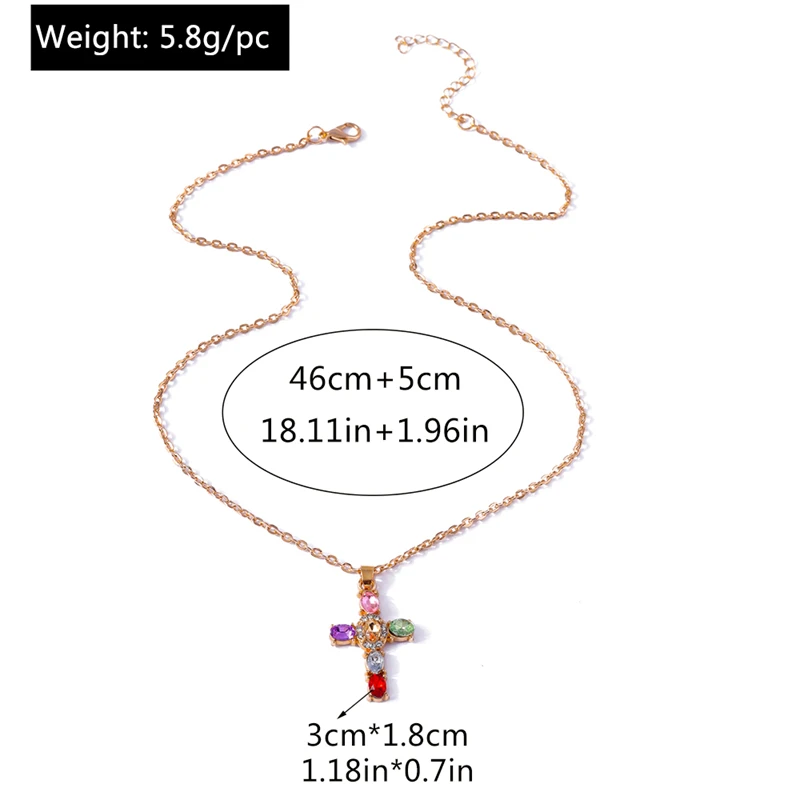 Mode Kristall Kreuz Anhänger Halskette für Frauen Mädchen Party Festival Schmuck Dekoration – Detail 3