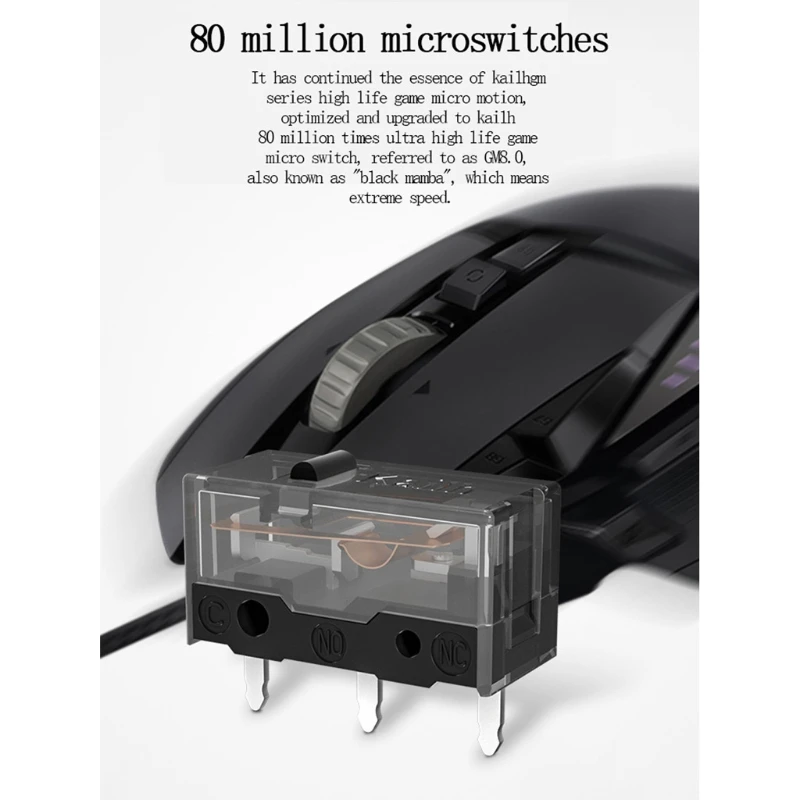 Microinterruptor ratón F3KE, 4 Uds., microbotón negro duradero, vida útil 80 millones clics, accesorios repuesto,