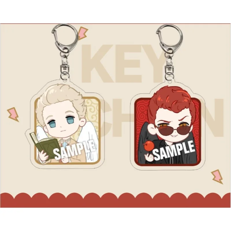 Good Omens Crowley‌ Aziraphale‌ Original Fan Acrylic Angel Devil Publicized Personality School Bag Keychain Pendant Peripherals