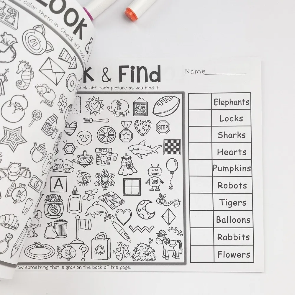 Interactive Find & Color Book Enhanced Attention Observation Skills Hidden Object Coloring Book Thicken Paper Seek & Color Book