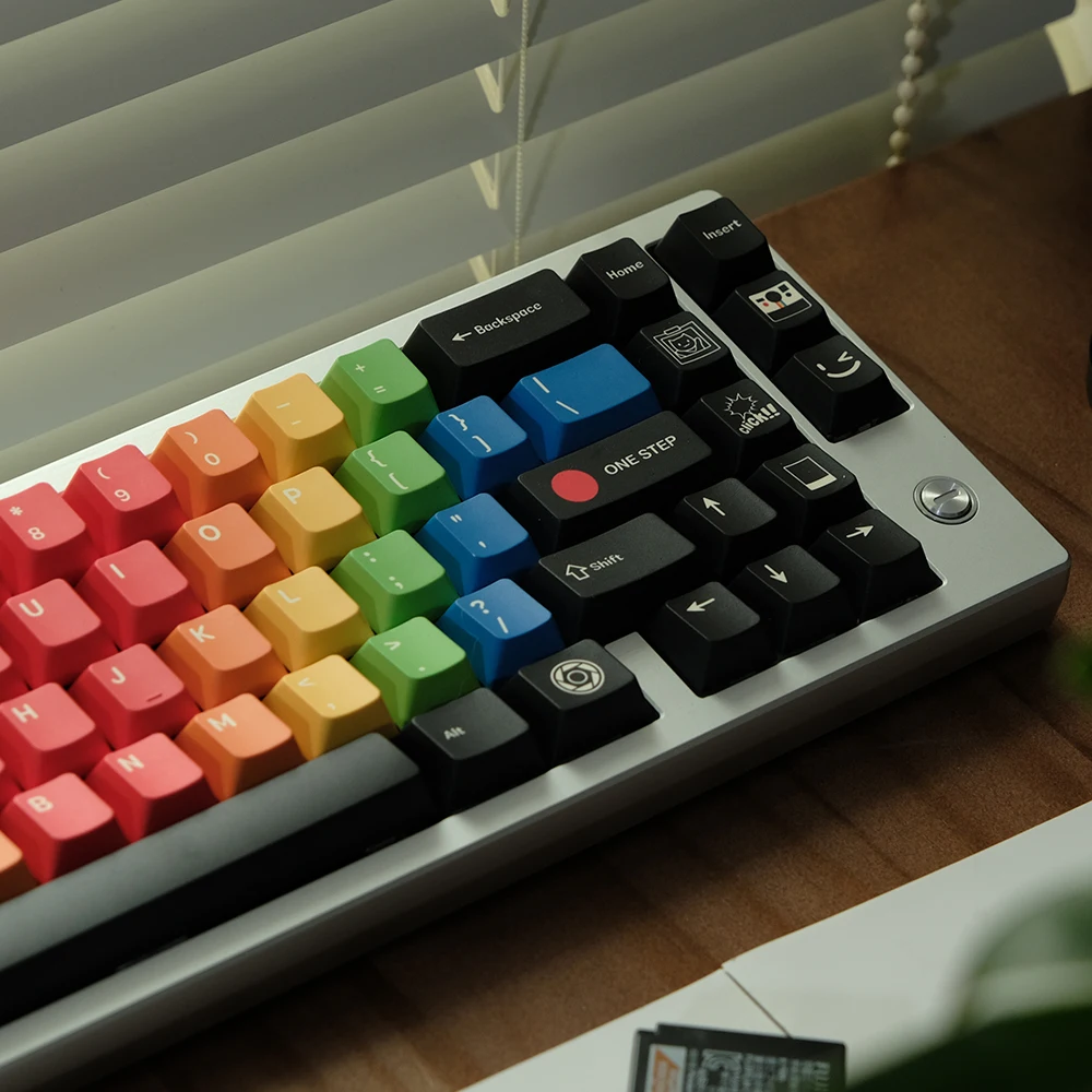 FBB Keycaps Camera Click One Step Colorful Rainbow Theme Key Caps For Mechanical Keyboard PBT Keycap Set 1.7mm Thickness DIY Kit